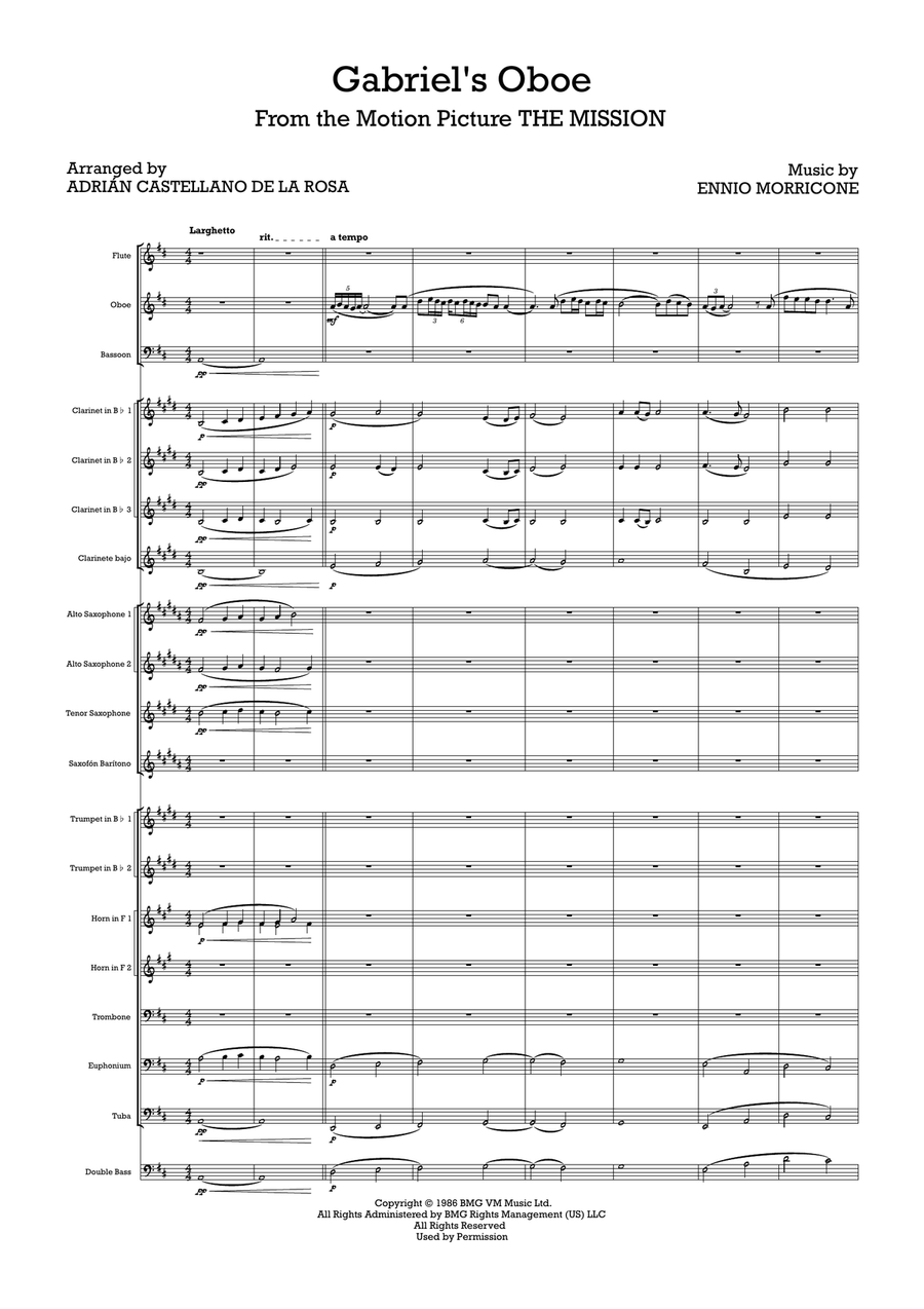 Gabriel's Oboe Gabriel's Oboe Concert Band scores gallery preview page 1