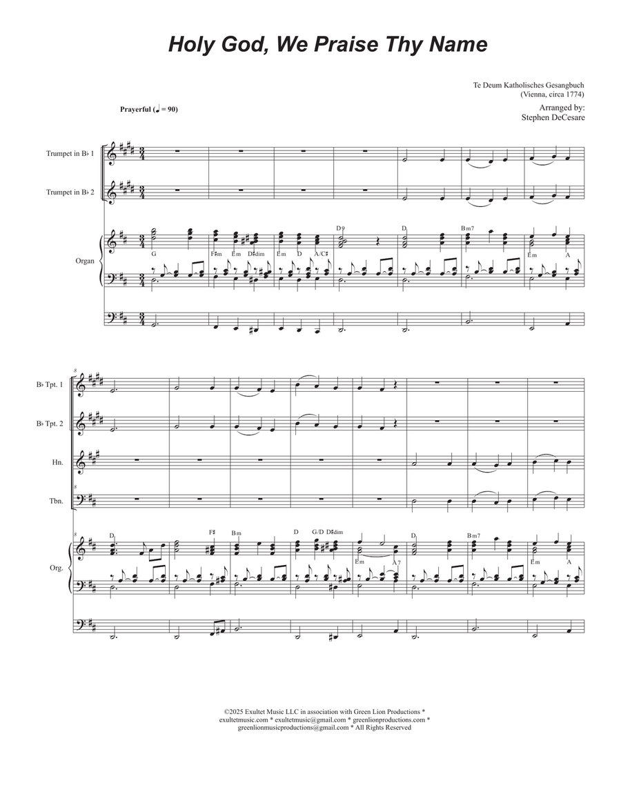 Holy God, We Praise Thy Name (Brass Quartet and Organ) Brass Quartet scores gallery preview page 1