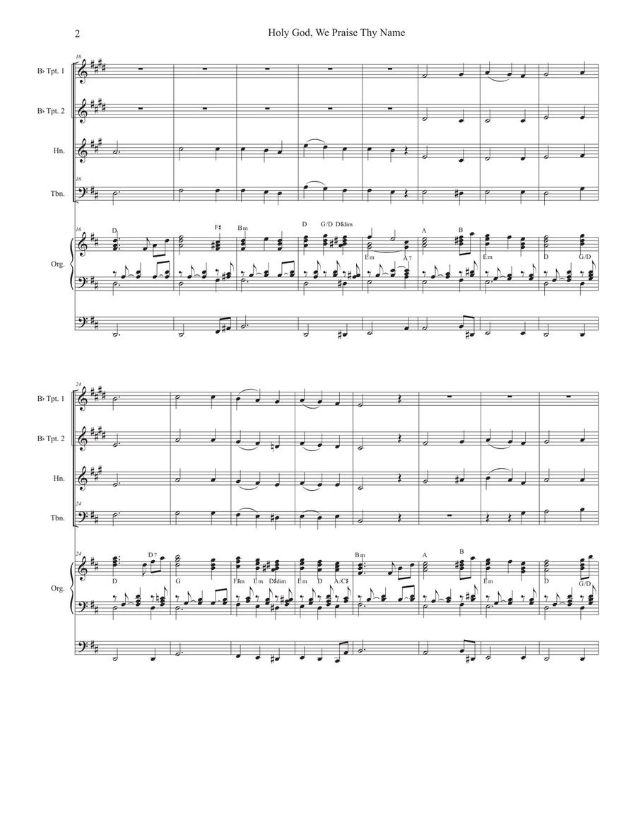 Holy God, We Praise Thy Name (Brass Quartet and Organ) Brass Quartet scores gallery preview page 2