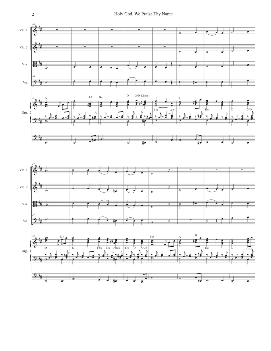 Holy God, We Praise Thy Name (String Quartet and Organ) String Quartet scores gallery preview page 2