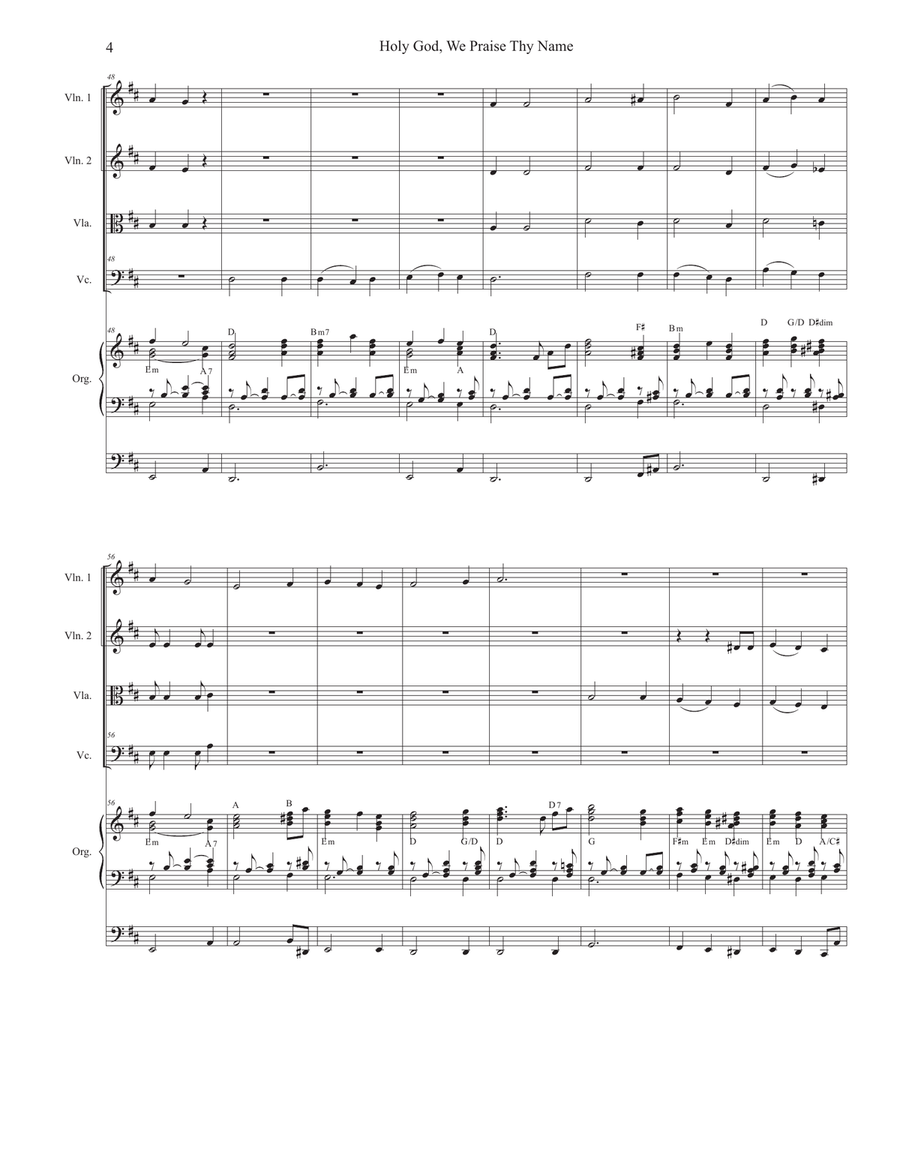 Holy God, We Praise Thy Name (String Quartet and Organ) String Quartet scores gallery preview page 4