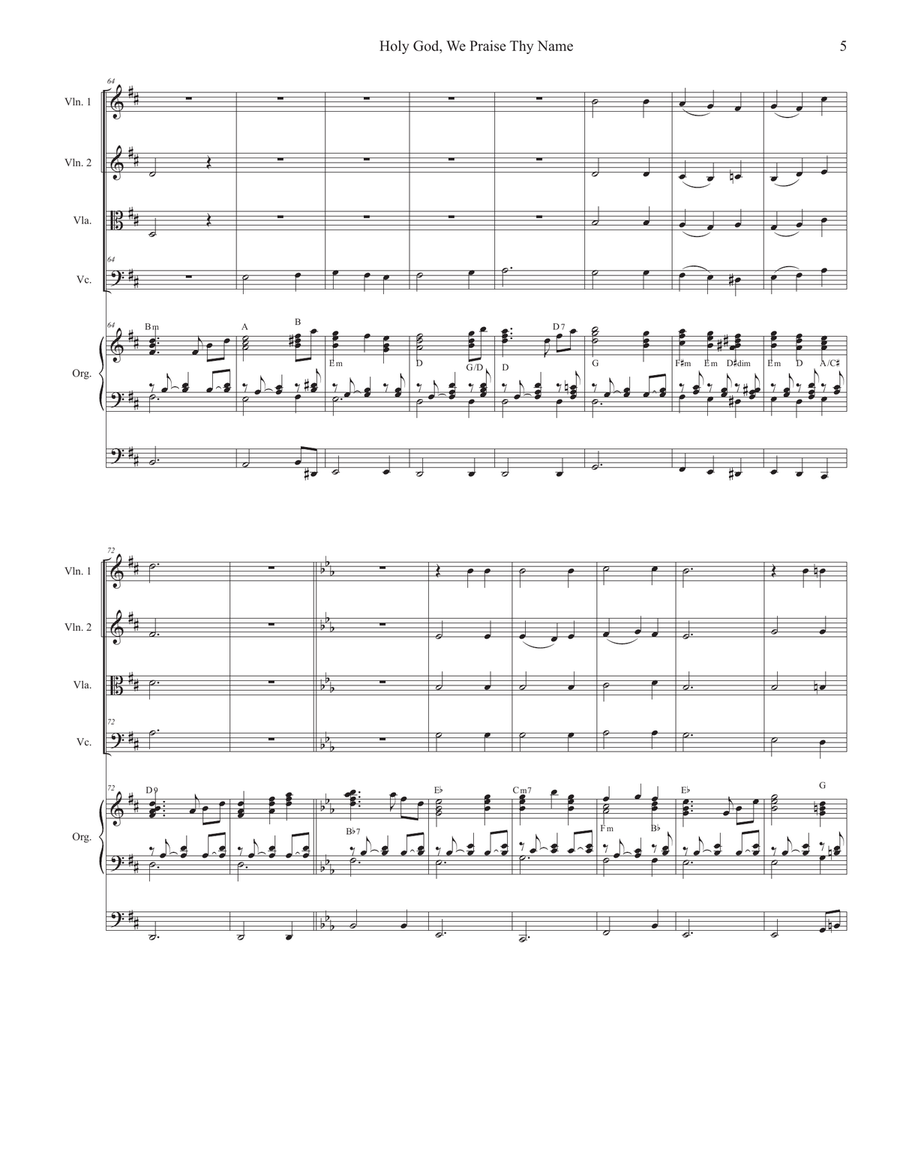 Holy God, We Praise Thy Name (String Quartet and Organ) String Quartet scores gallery preview page 5