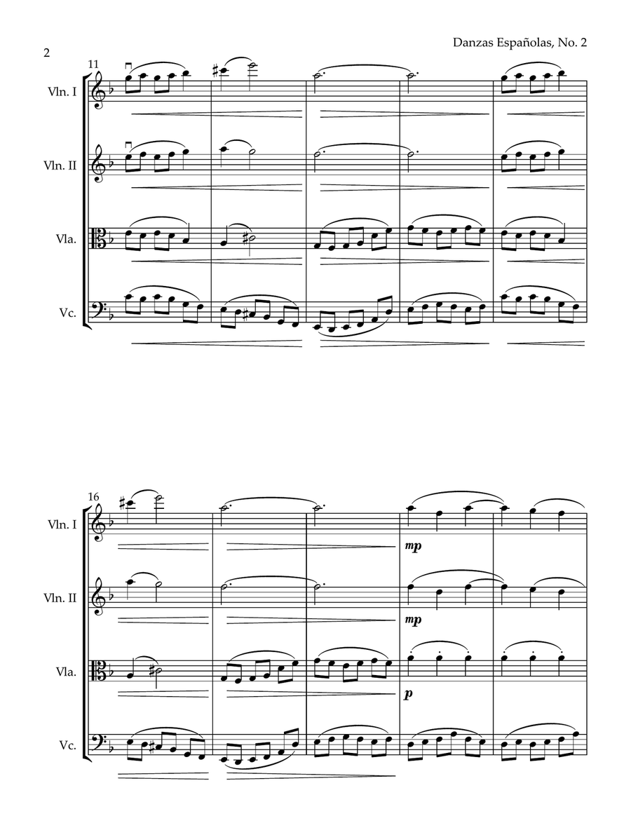 Danzas Españolas, No. 2 (String Quartet) String Quartet scores gallery preview page 2
