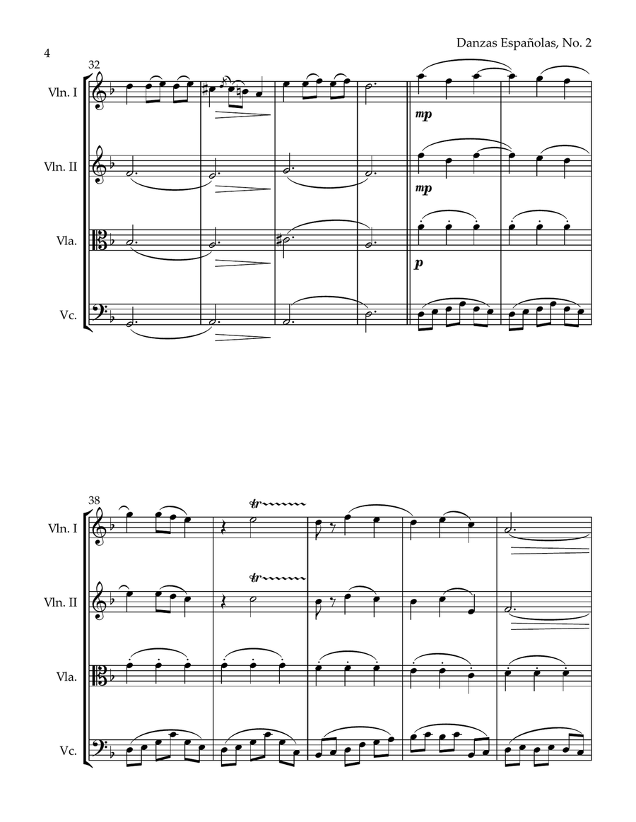 Danzas Españolas, No. 2 (String Quartet) String Quartet scores gallery preview page 4