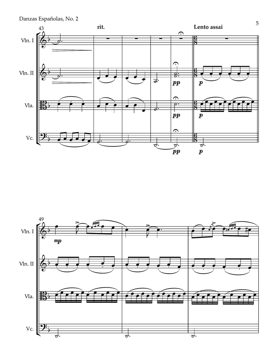 Danzas Españolas, No. 2 (String Quartet) String Quartet scores gallery preview page 5