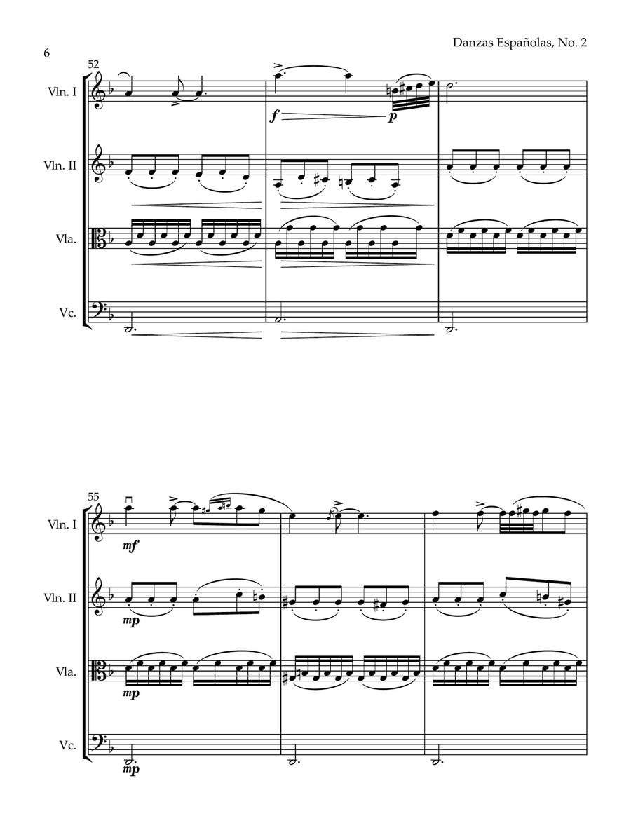 Danzas Españolas, No. 2 (String Quartet) String Quartet scores gallery preview page 6