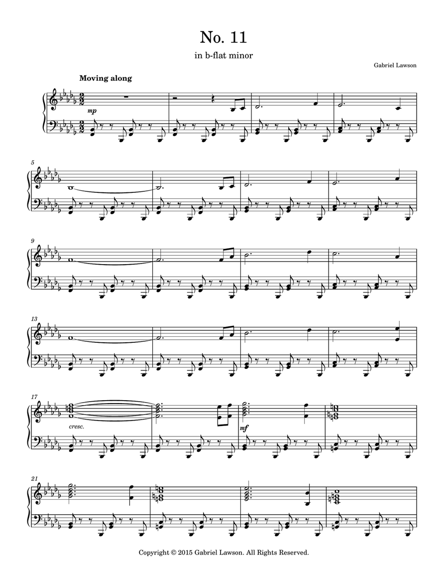 No. 11 in b-flat minor Piano Solo scores gallery preview page 1