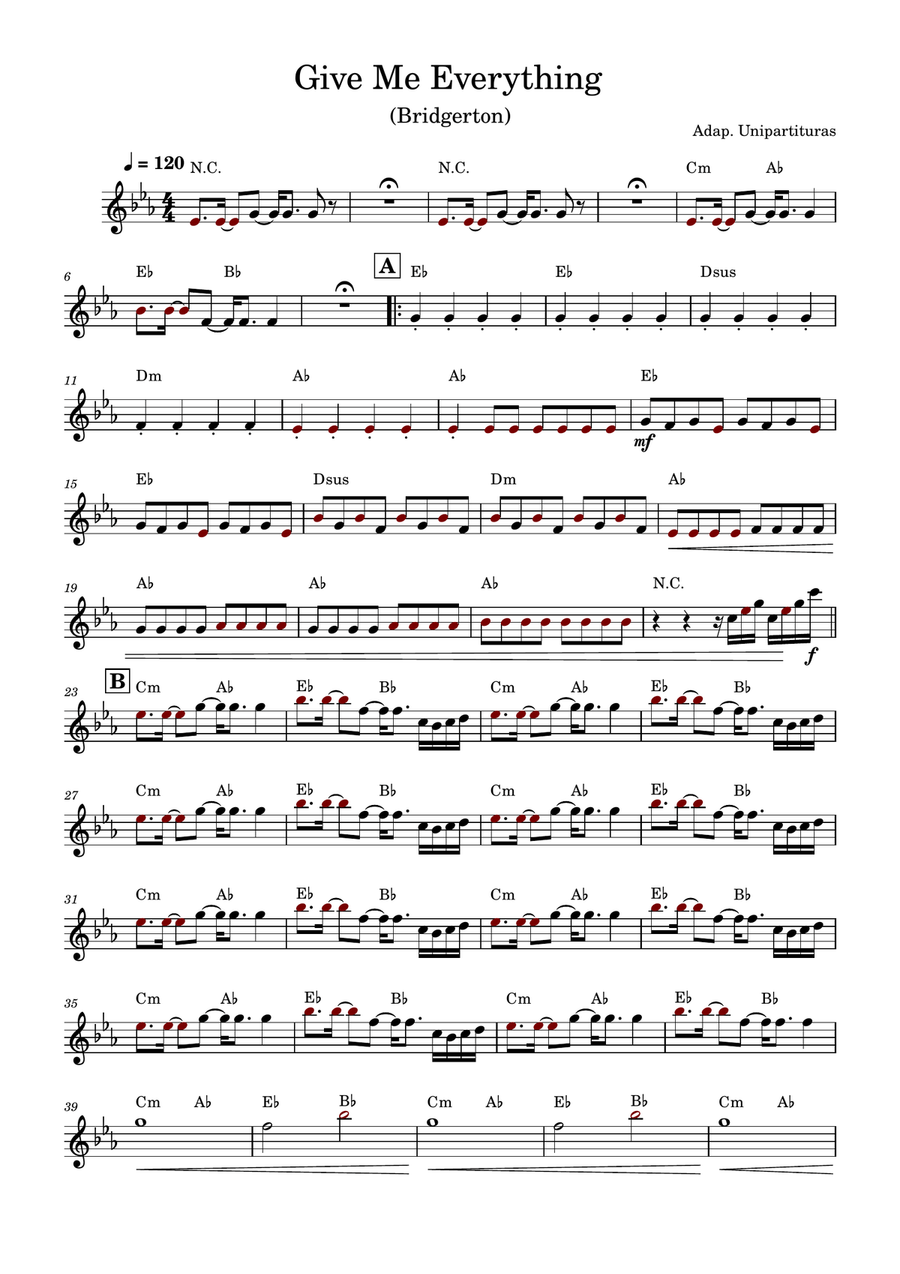 Give Me Everything - Partitura com cifra Piano Solo scores gallery preview page 1