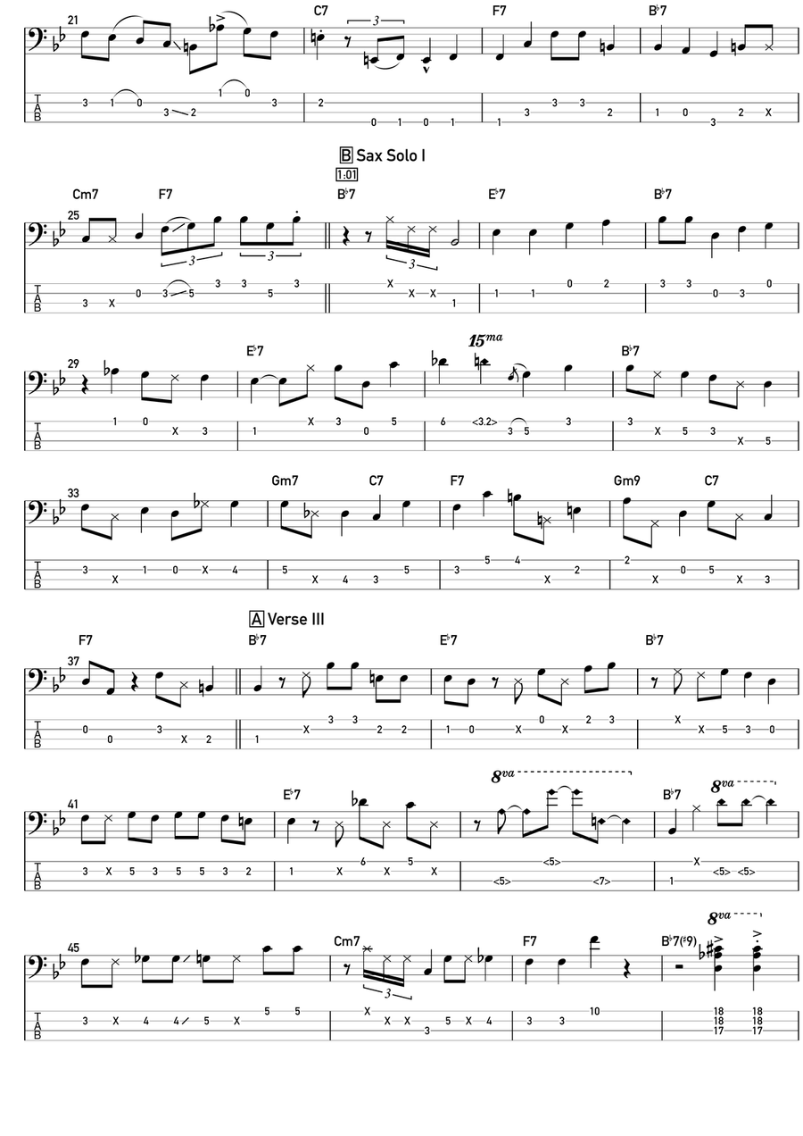The Dry Cleaner From Des Moines Bass Guitar Tablature scores gallery preview page 2