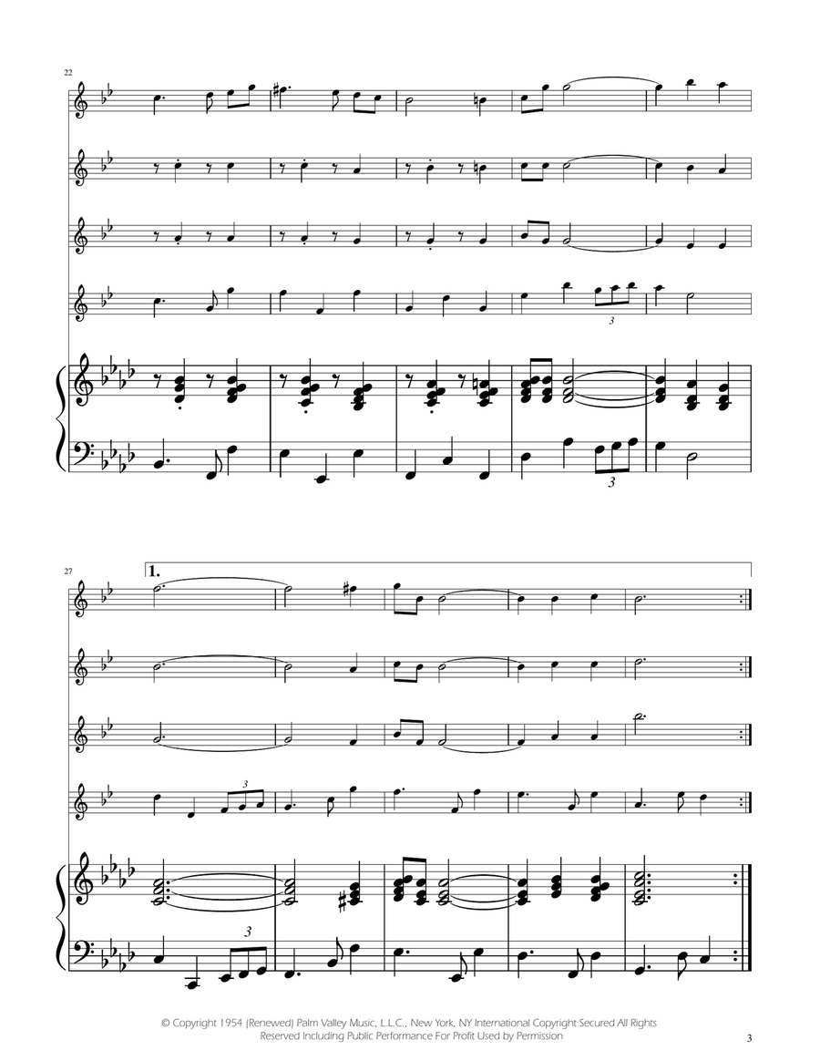 Fly Me To The Moon (In Other Words) Clarinet Quartet scores gallery preview page 3