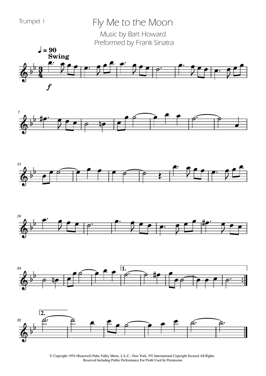 Fly Me To The Moon (In Other Words) Brass Quartet scores gallery preview page 3