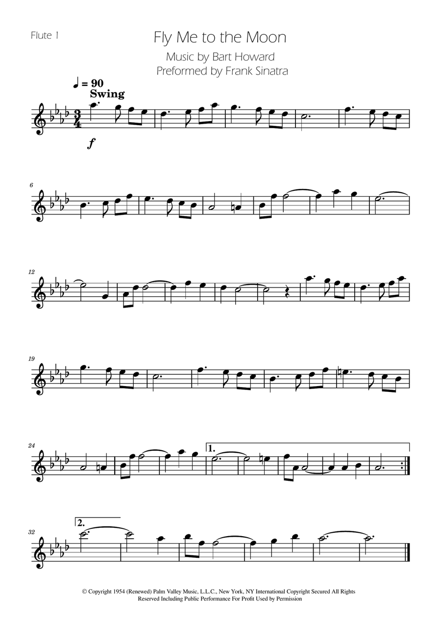 Fly Me To The Moon (In Other Words) Flute Quartet scores gallery preview page 3