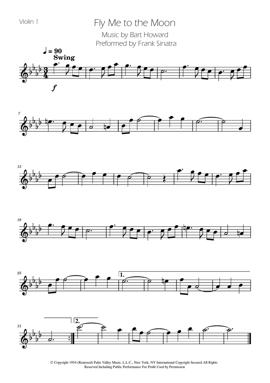 Fly Me To The Moon (In Other Words) String Quartet scores gallery preview page 3