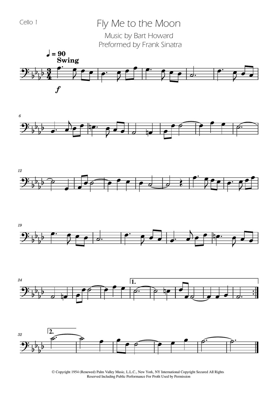 Fly Me To The Moon (In Other Words) String Quartet scores gallery preview page 3