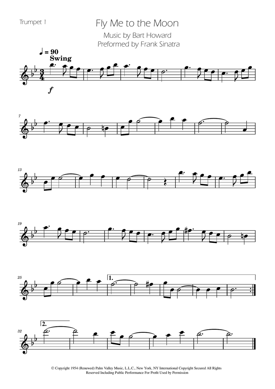 Fly Me To The Moon (In Other Words) Brass Quartet scores gallery preview page 3