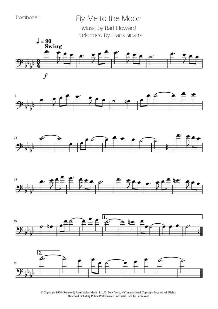 Fly Me To The Moon (In Other Words) Brass Quartet scores gallery preview page 3