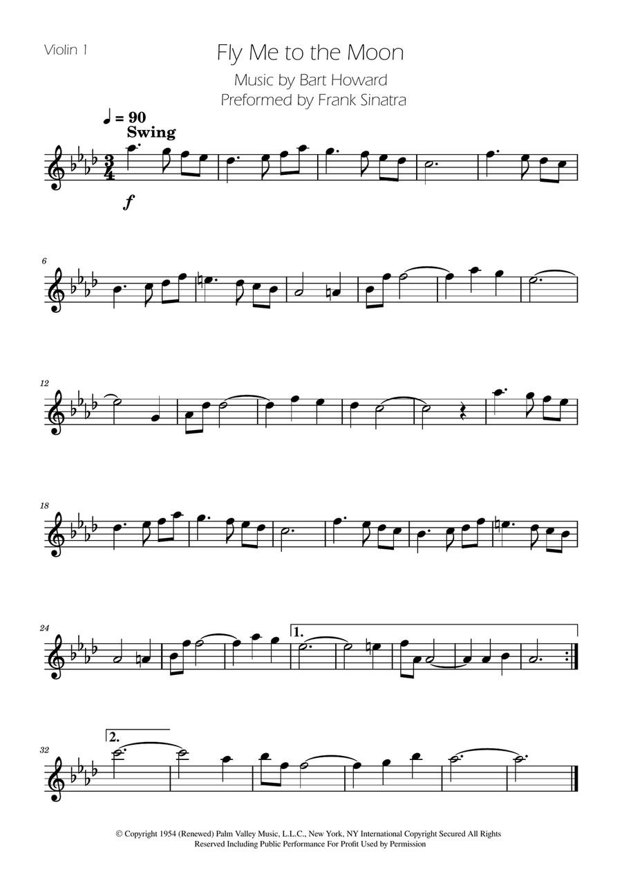 Fly Me To The Moon (In Other Words) String Quartet scores gallery preview page 3