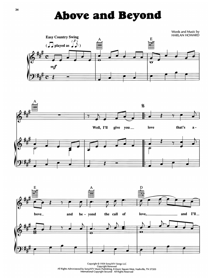 Above And Beyond Above And Beyond Piano, Vocal, Guitar scores gallery preview page 1