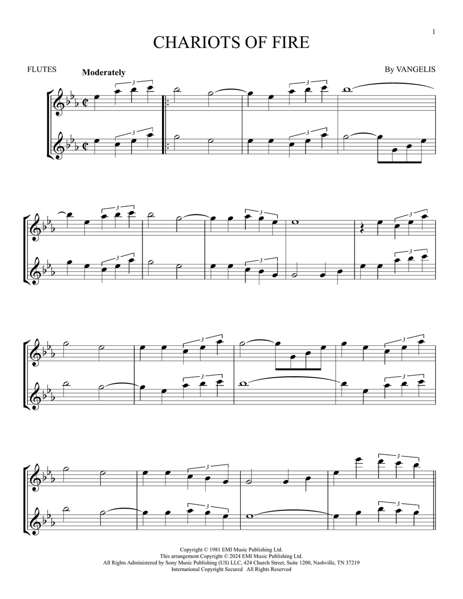 Chariots Of Fire Chariots Of Fire Flute Duet scores gallery preview page 1