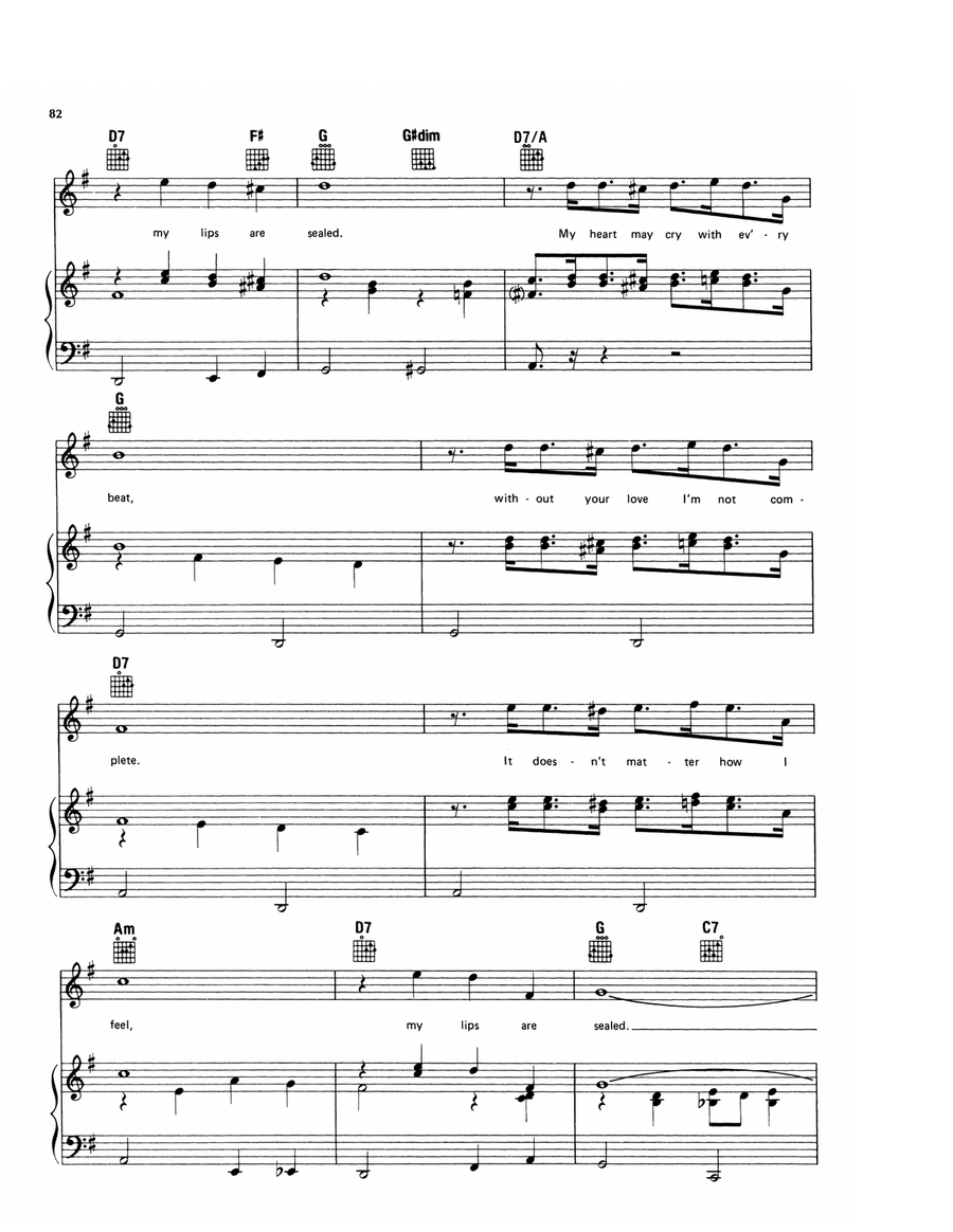 My Lips Are Sealed My Lips Are Sealed Piano, Vocal, Guitar scores gallery preview page 2