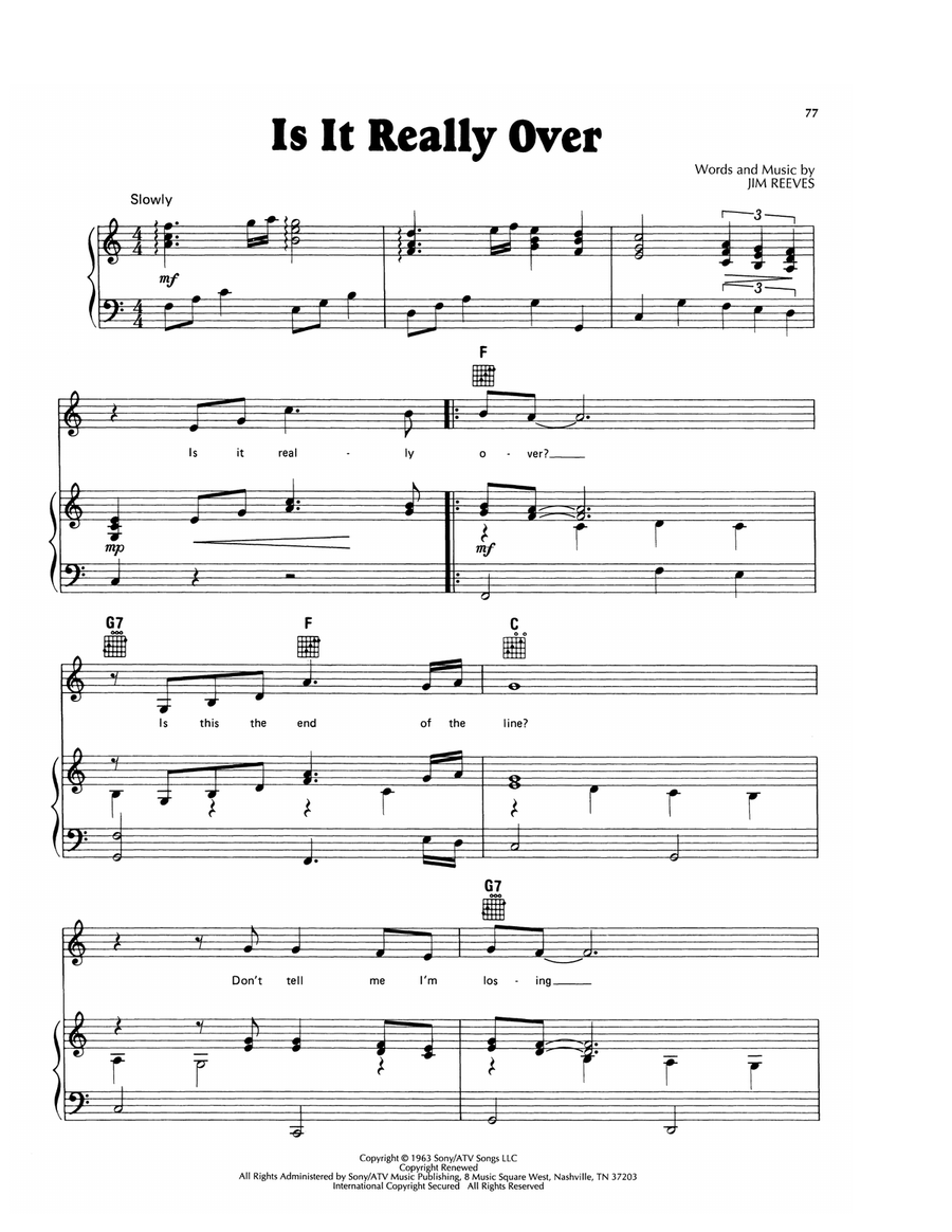 Is It Really Over Is It Really Over Piano, Vocal, Guitar scores gallery preview page 1