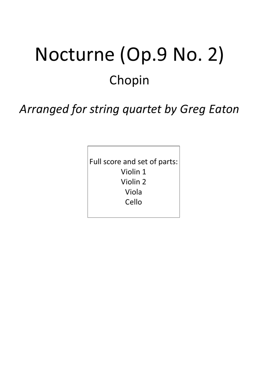 Chopin - Nocturne Op.9 No.2 String Quartet scores gallery preview page 1