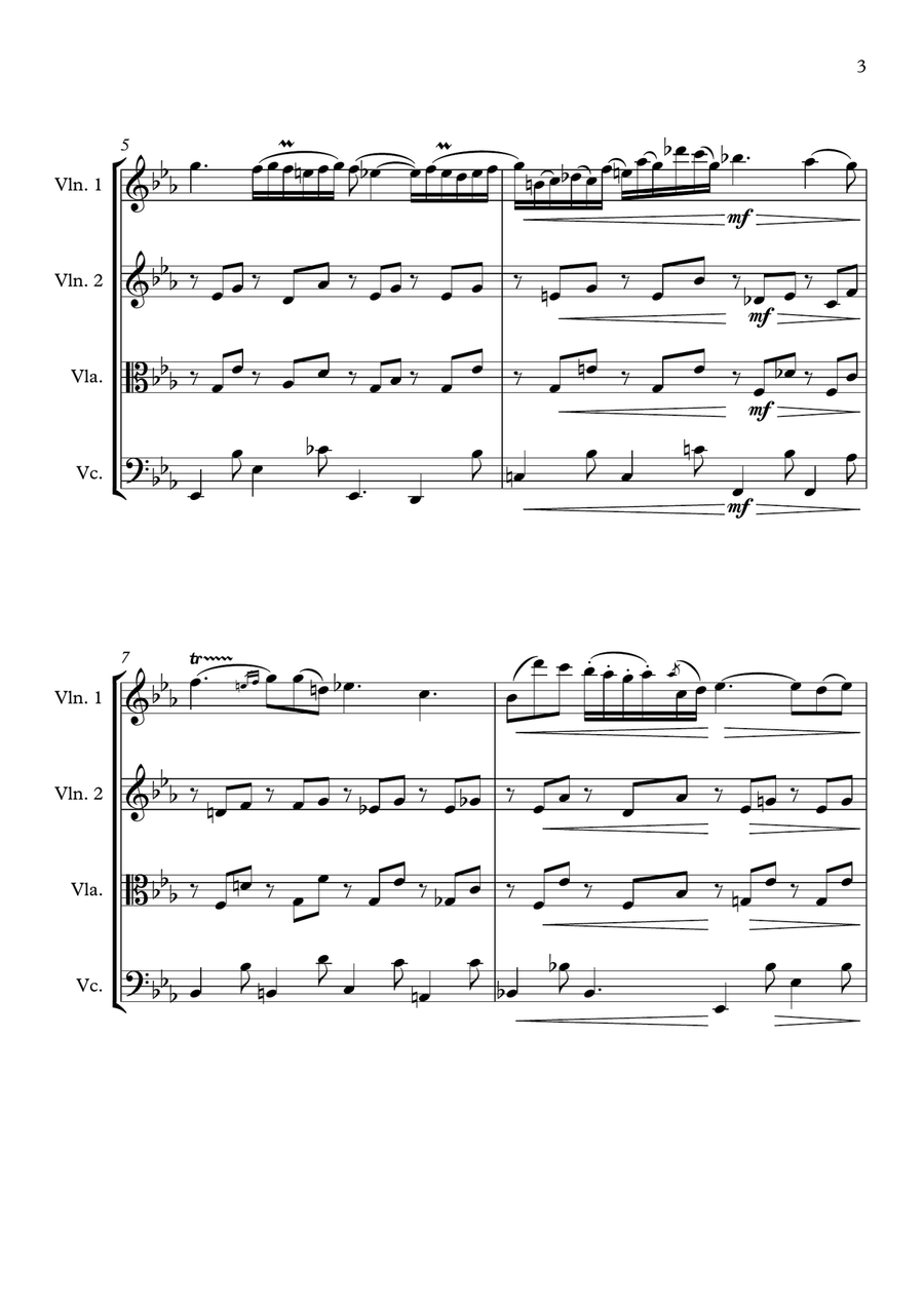 Chopin - Nocturne Op.9 No.2 String Quartet scores gallery preview page 3