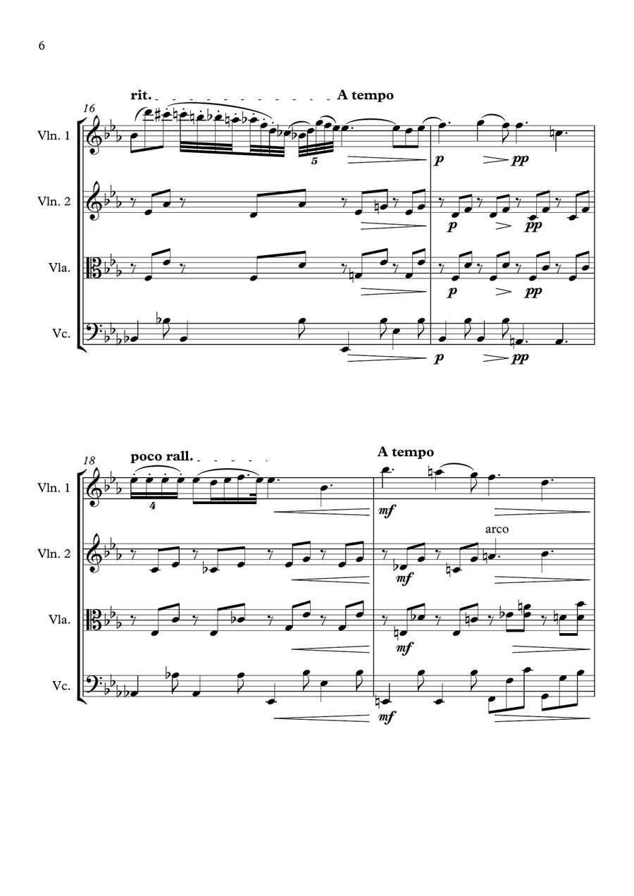 Chopin - Nocturne Op.9 No.2 String Quartet scores gallery preview page 6