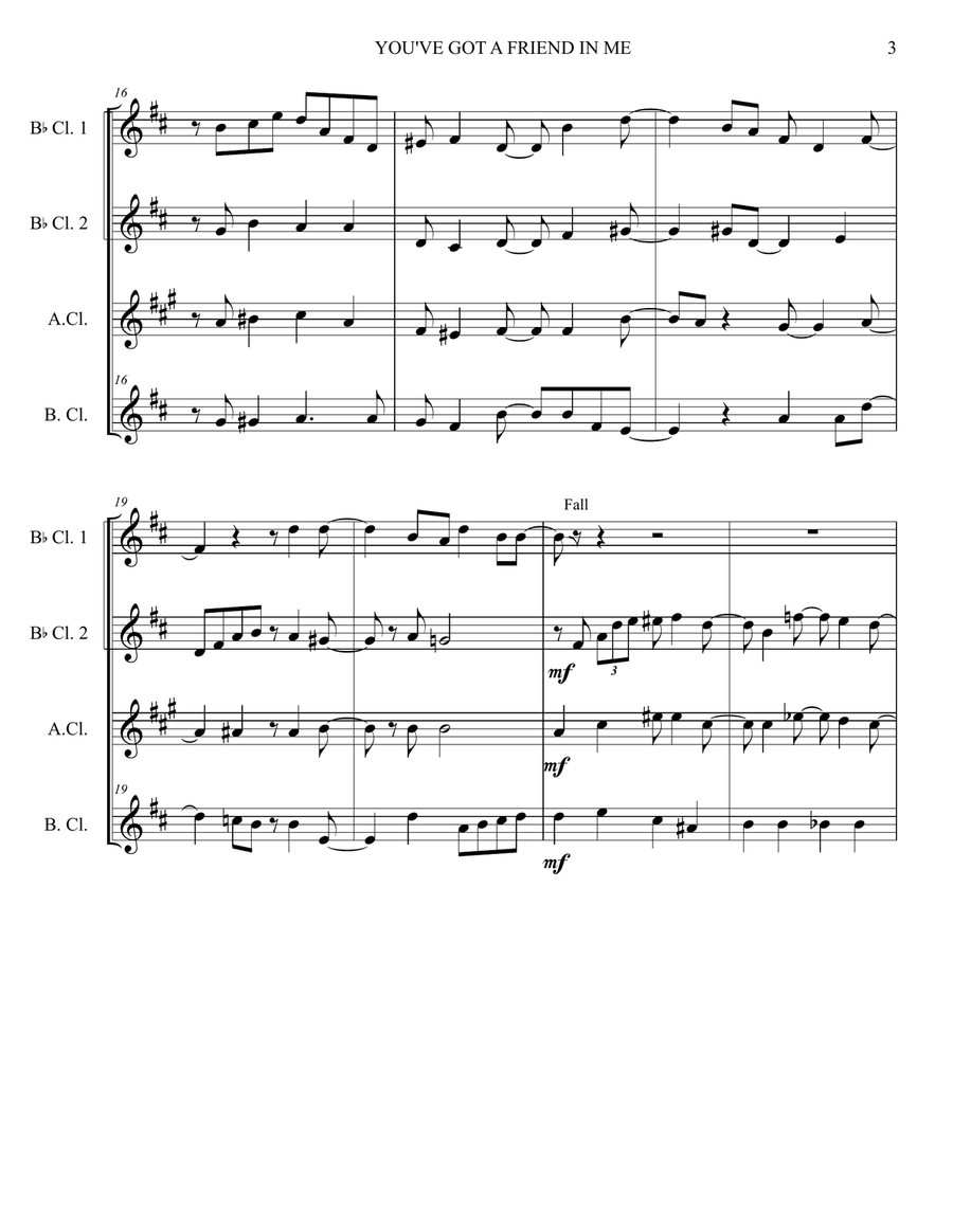 You've Got A Friend In Me Clarinet Quartet scores gallery preview page 3