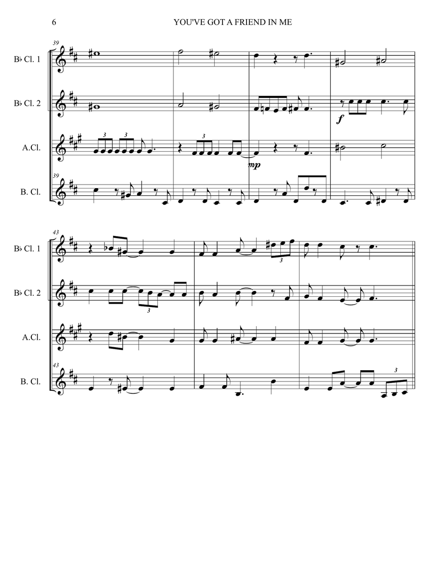 You've Got A Friend In Me Clarinet Quartet scores gallery preview page 6