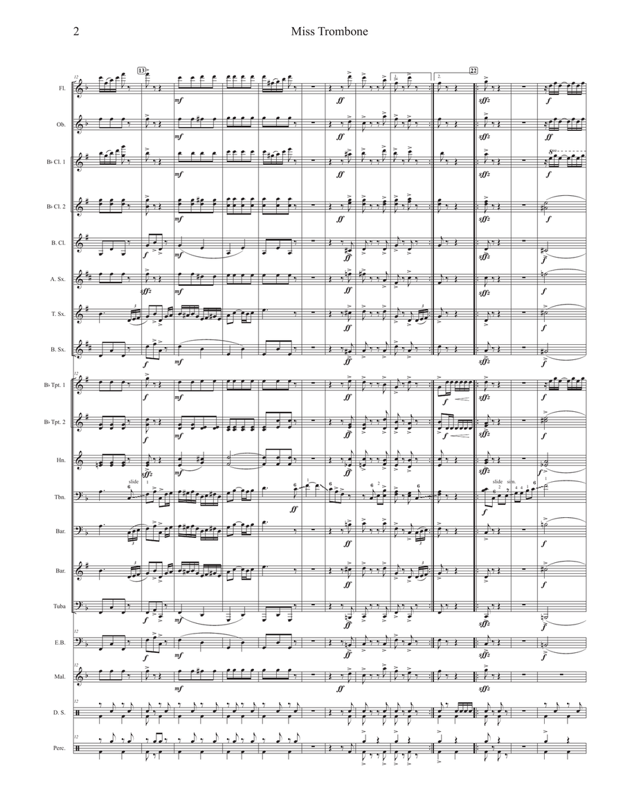 Miss Trombone Miss Trombone Concert Band scores gallery preview page 2