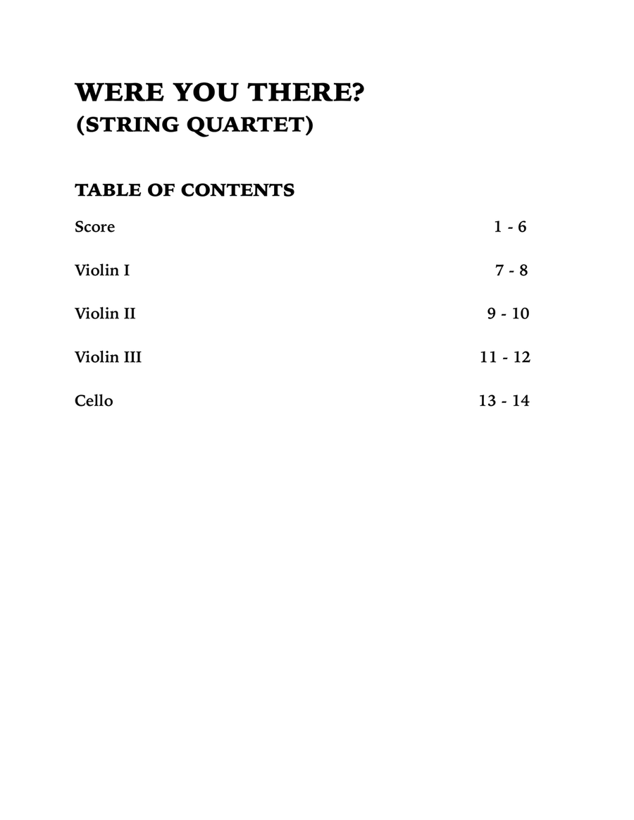 Were You There (String Quartet): Three Violins and Cello String Quartet scores gallery preview page 4