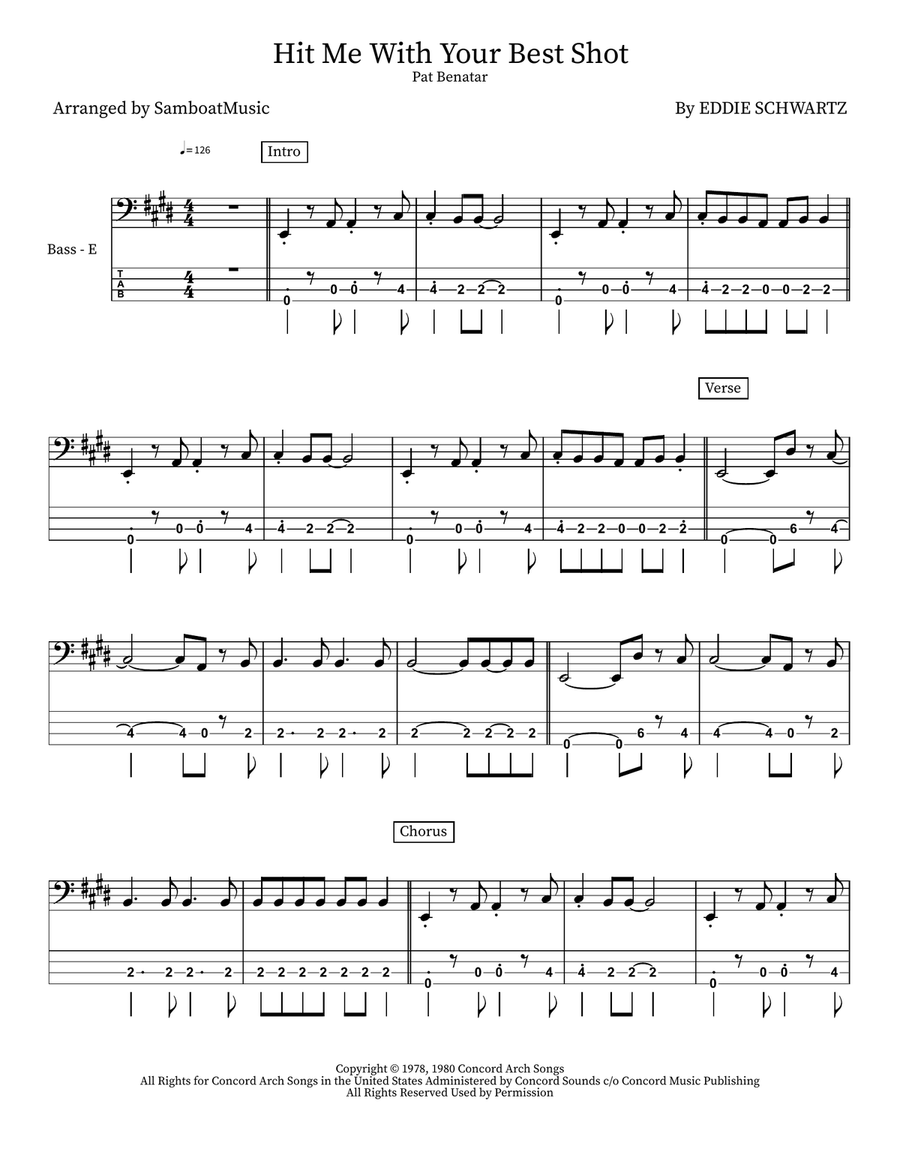 Hit Me With Your Best Shot Acoustic Guitar scores gallery preview page 1