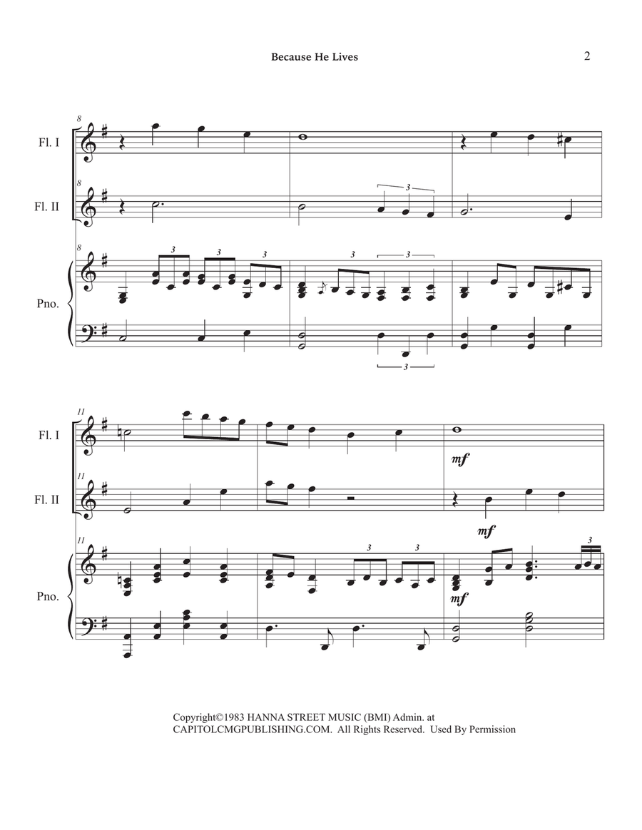 Because He Lives Woodwind Duet scores gallery preview page 6
