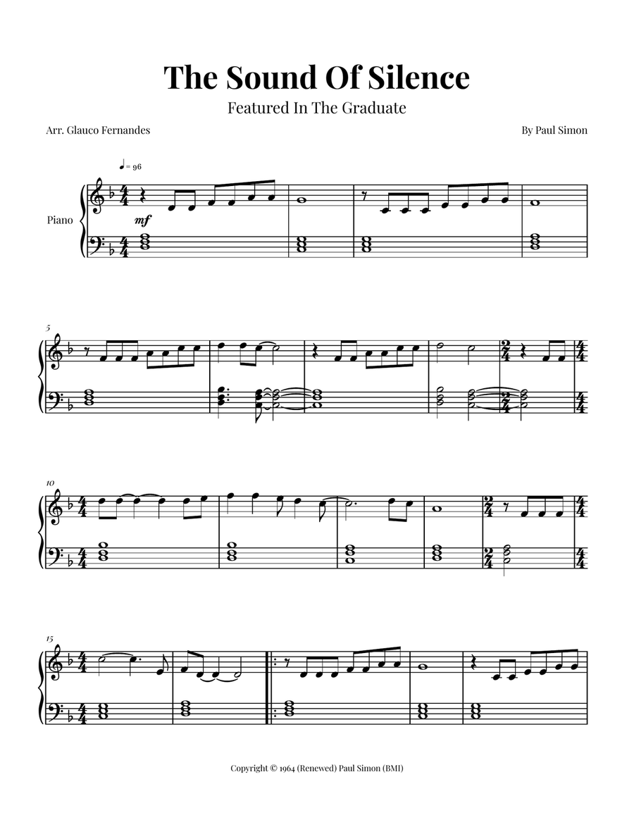 The Sound Of Silence The Sound Of Silence Easy Piano scores gallery preview page 1