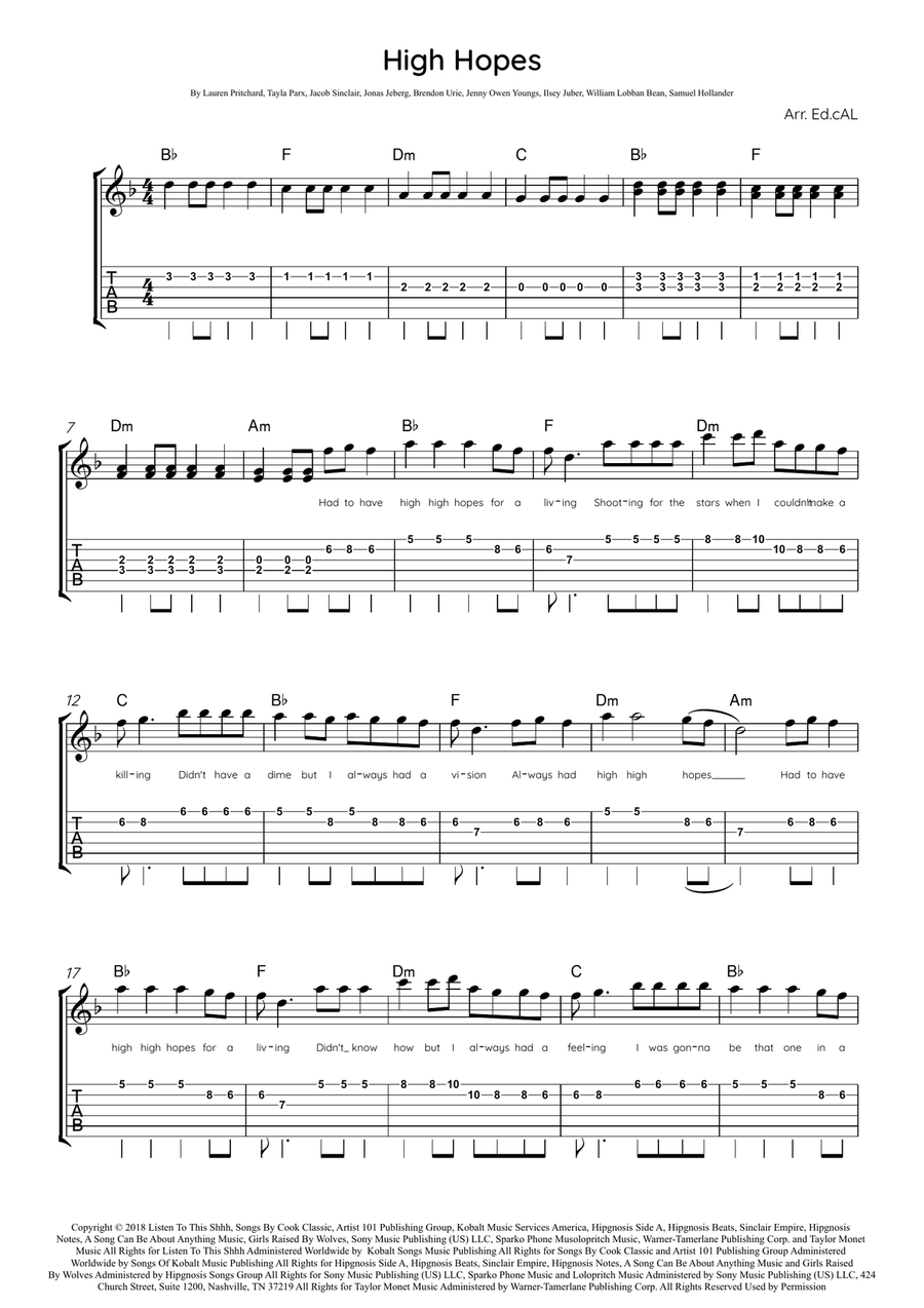 High Hopes High Hopes Acoustic Guitar scores gallery preview page 1