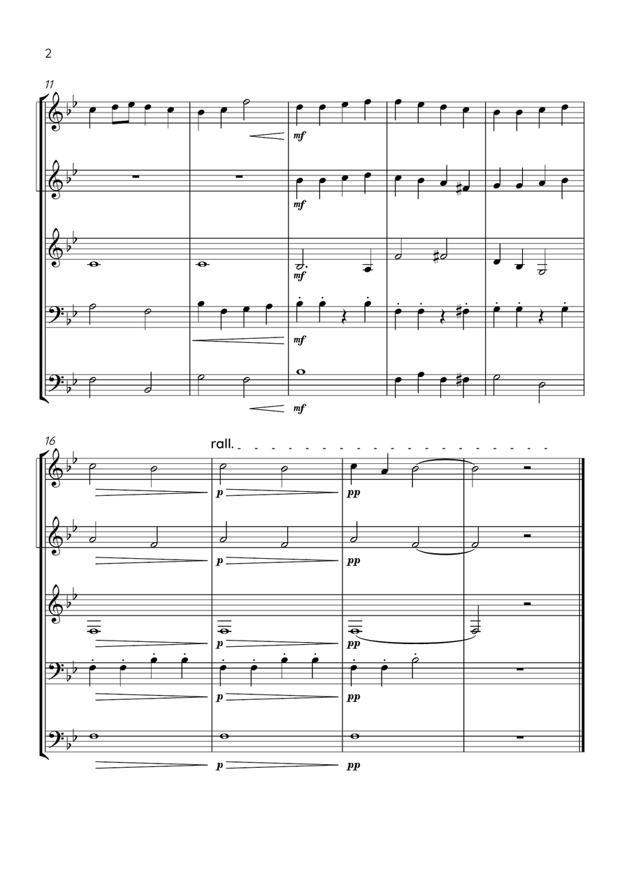 Ode To Joy - Brass Quintet in Bb Major - Beginner Level Brass Quintet scores gallery preview page 2
