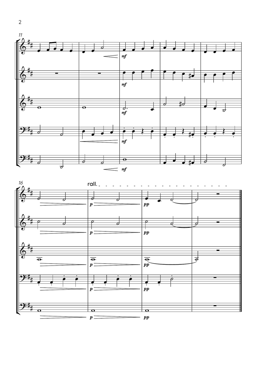 Ode To Joy - Brass Quintet in D Major - Beginner Level Brass Quintet scores gallery preview page 2