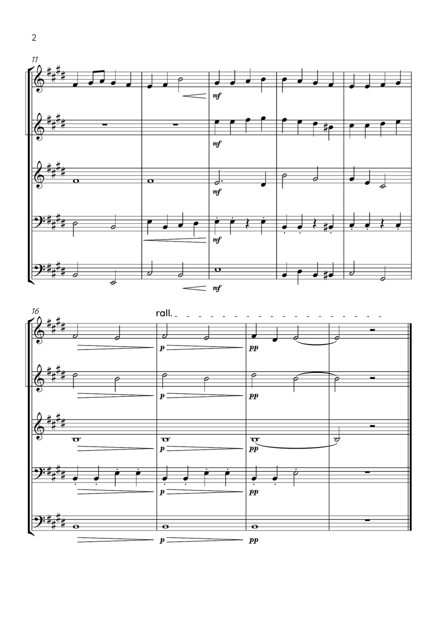 Ode To Joy - Brass Quintet in E Major - Beginner Level Brass Quintet scores gallery preview page 2