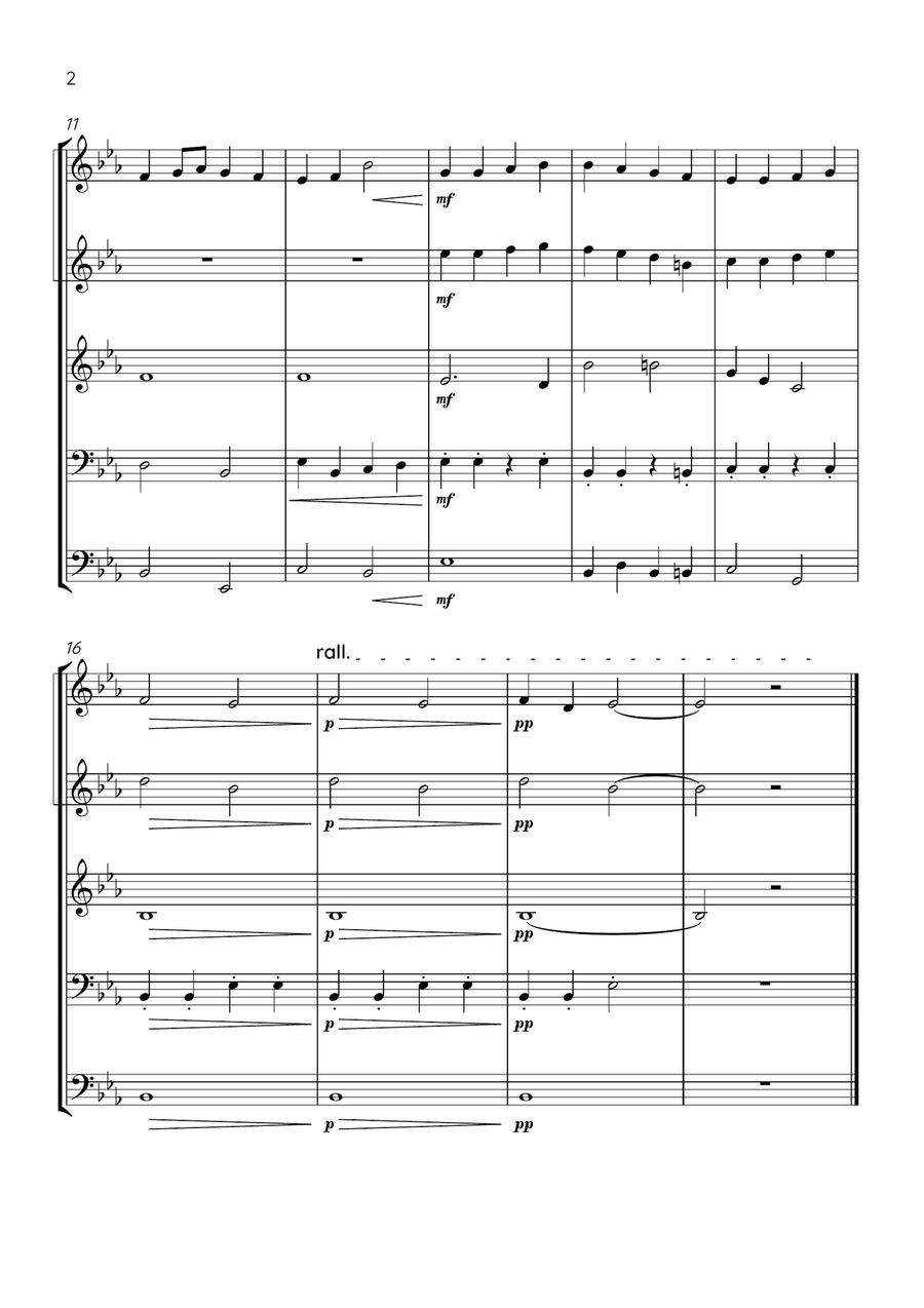 Ode To Joy - Brass Quintet in Eb Major - Beginner Level Brass Quintet scores gallery preview page 2