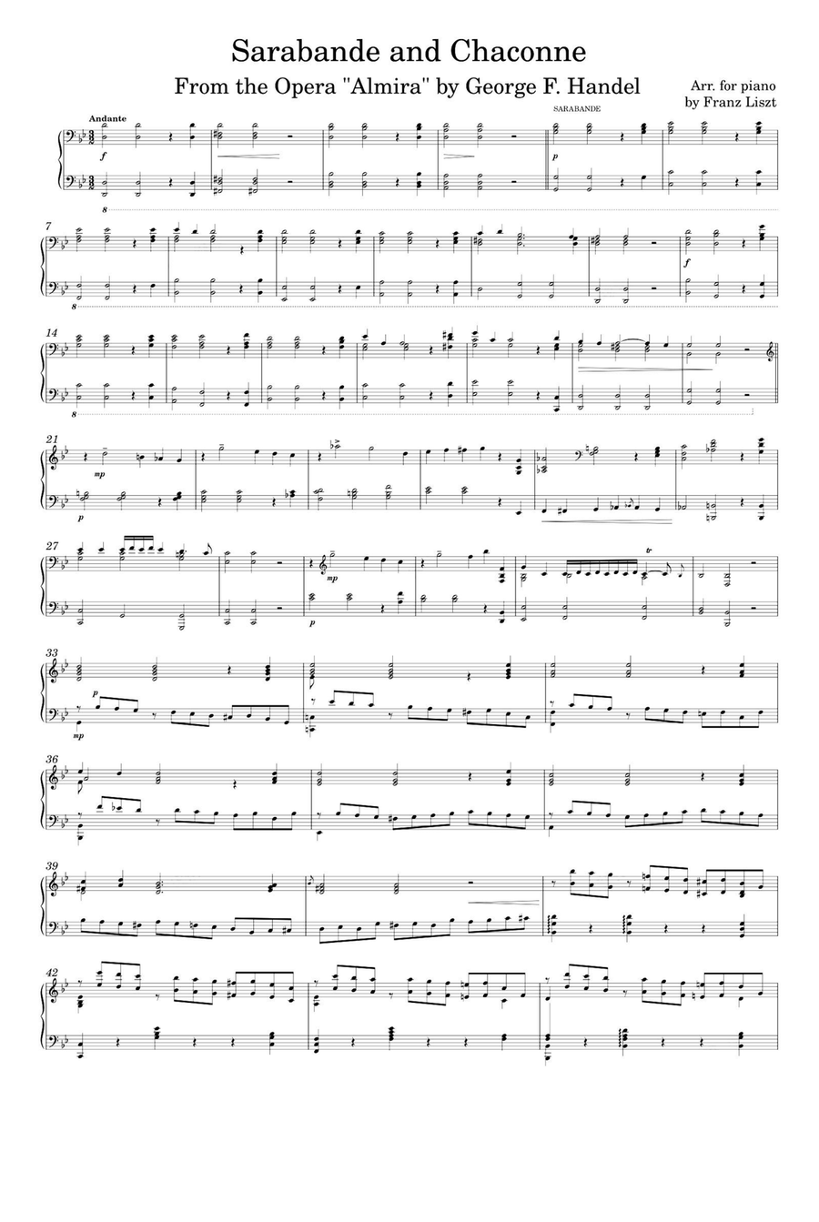 Sarabande and Chaconne - Franz Liszt Piano Solo scores gallery preview page 1