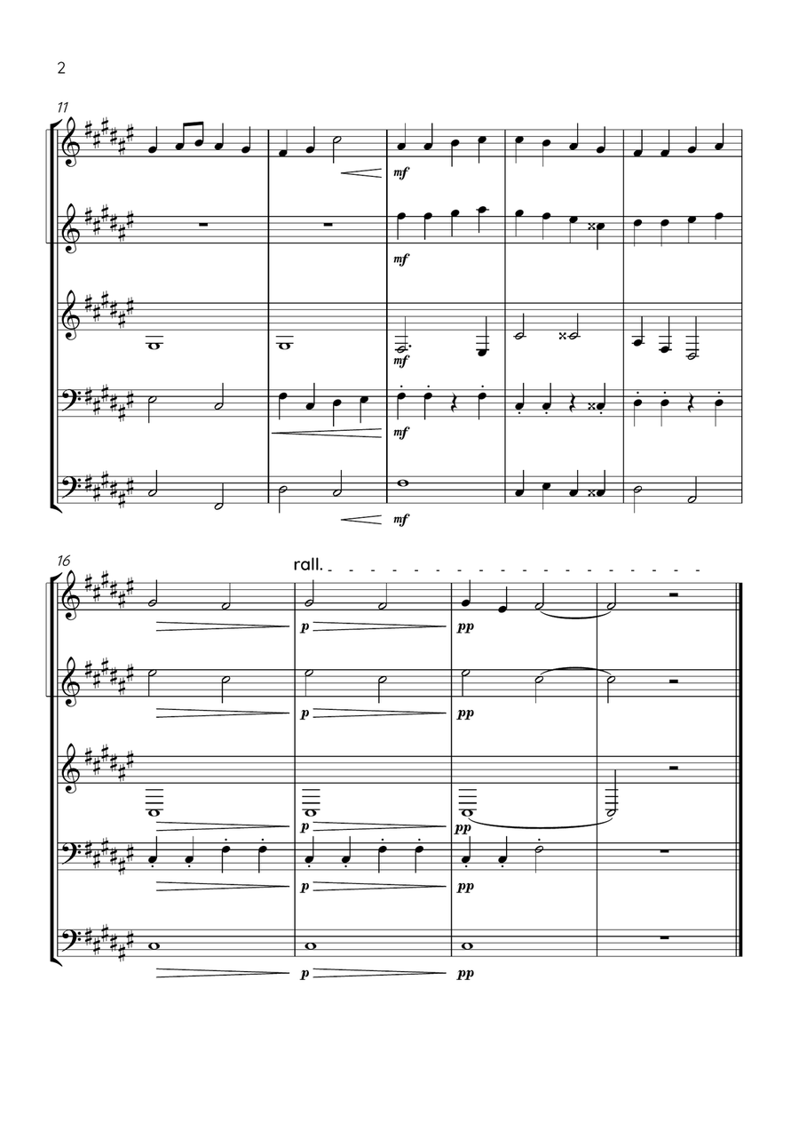 Ode To Joy - Brass Quintet in F# Major - Beginner Level Brass Quintet scores gallery preview page 2
