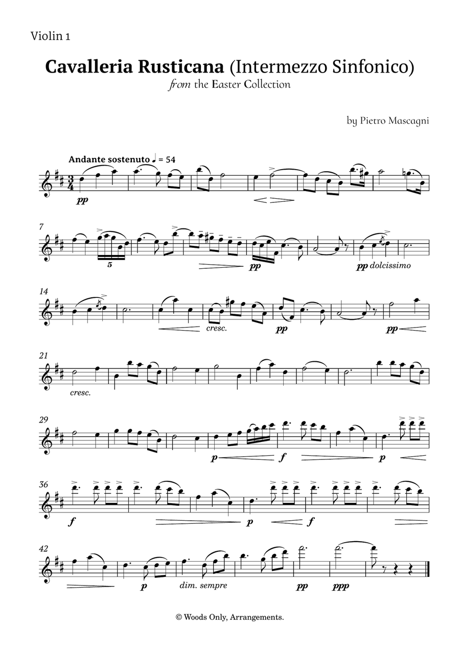 Intermezzo Sinfonico by Pietro Mascagni for Violin Quartet String Quartet scores gallery preview page 3