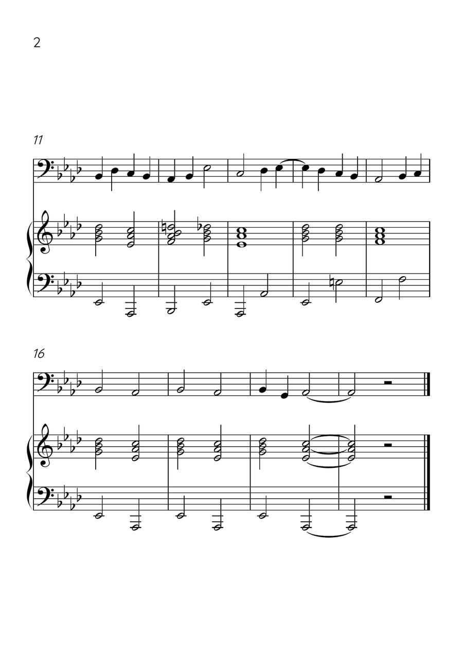 Ode to Joy - Cello and Piano in Ab Major - Beginner Level - Sheet Music Piano scores gallery preview page 2