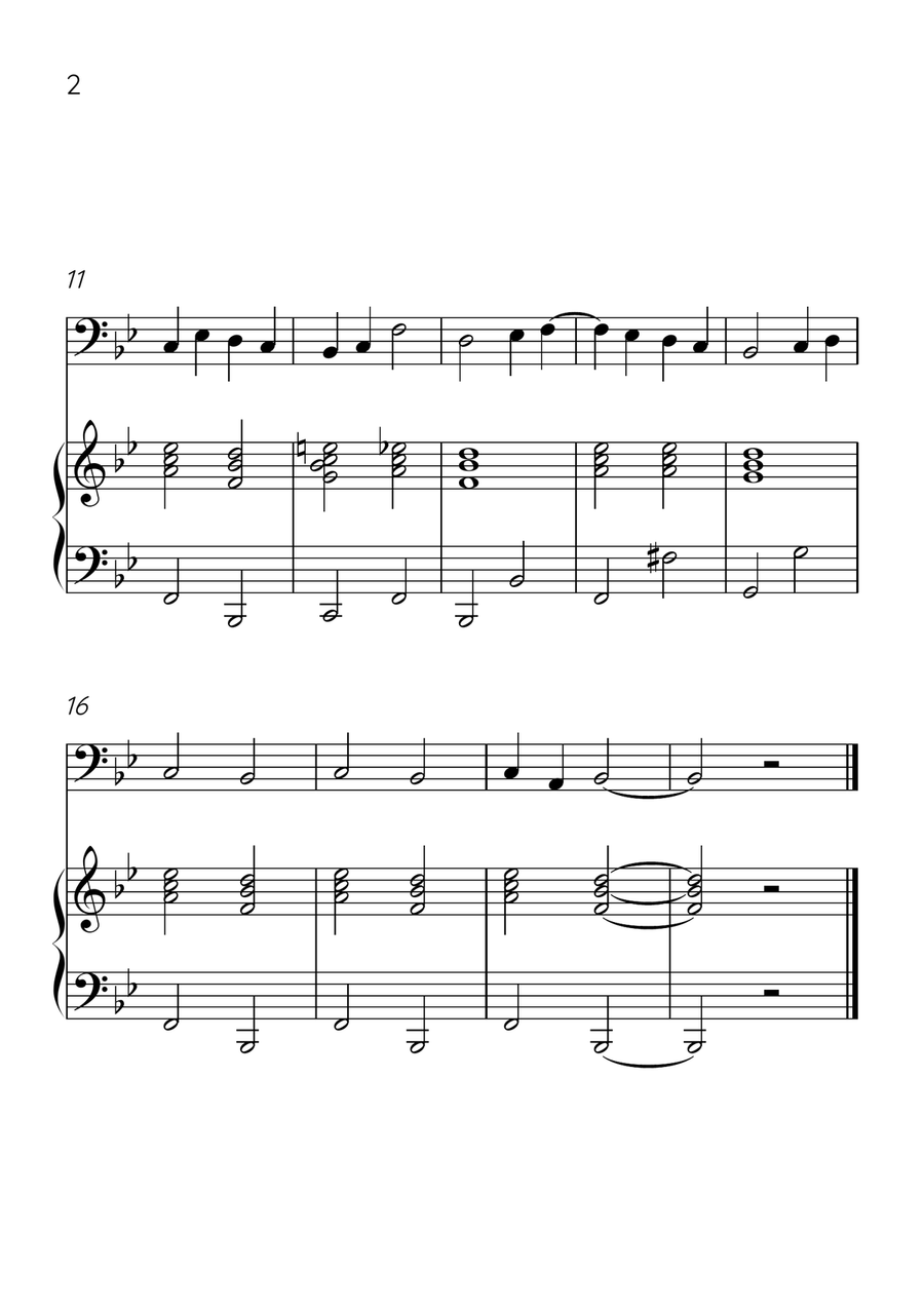 Ode to Joy - Cello and Piano in Bb Major - Beginner Level - Sheet Music Piano scores gallery preview page 2