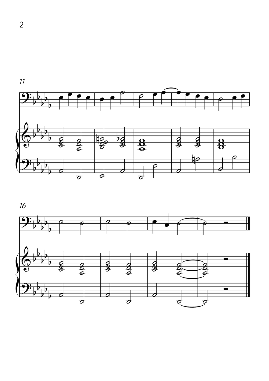 Ode to Joy - Cello and Piano in Db Major - Beginner Level - Sheet Music Piano scores gallery preview page 2
