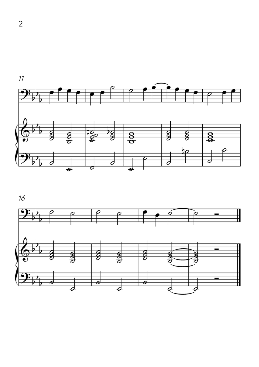 Ode to Joy - Cello and Piano in Eb Major - Beginner Level - Sheet Music Piano scores gallery preview page 2
