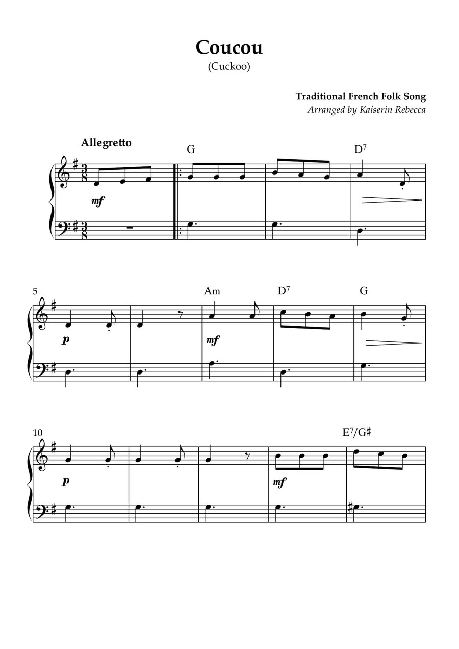 Coucou (Cuckoo) Coucou (Cuckoo) Piano Method scores gallery preview page 1