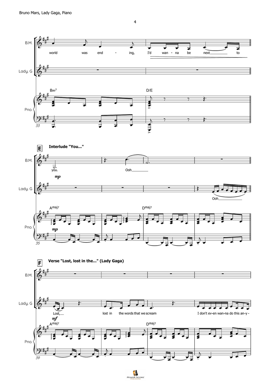 Die With A Smile Piano, Vocal scores gallery preview page 5