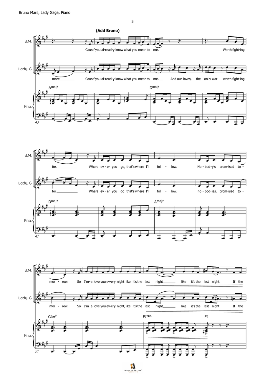 Die With A Smile Piano, Vocal scores gallery preview page 6